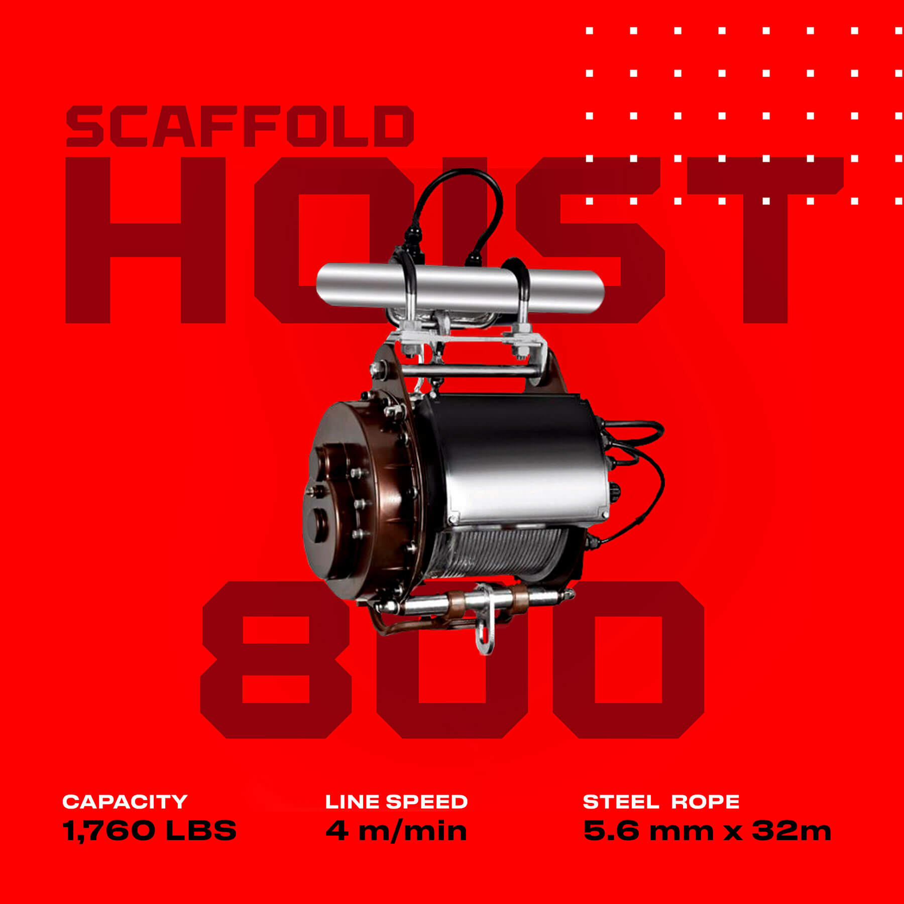 Warrior 800kg Scaffold Hoist - 110v Wireless Remote