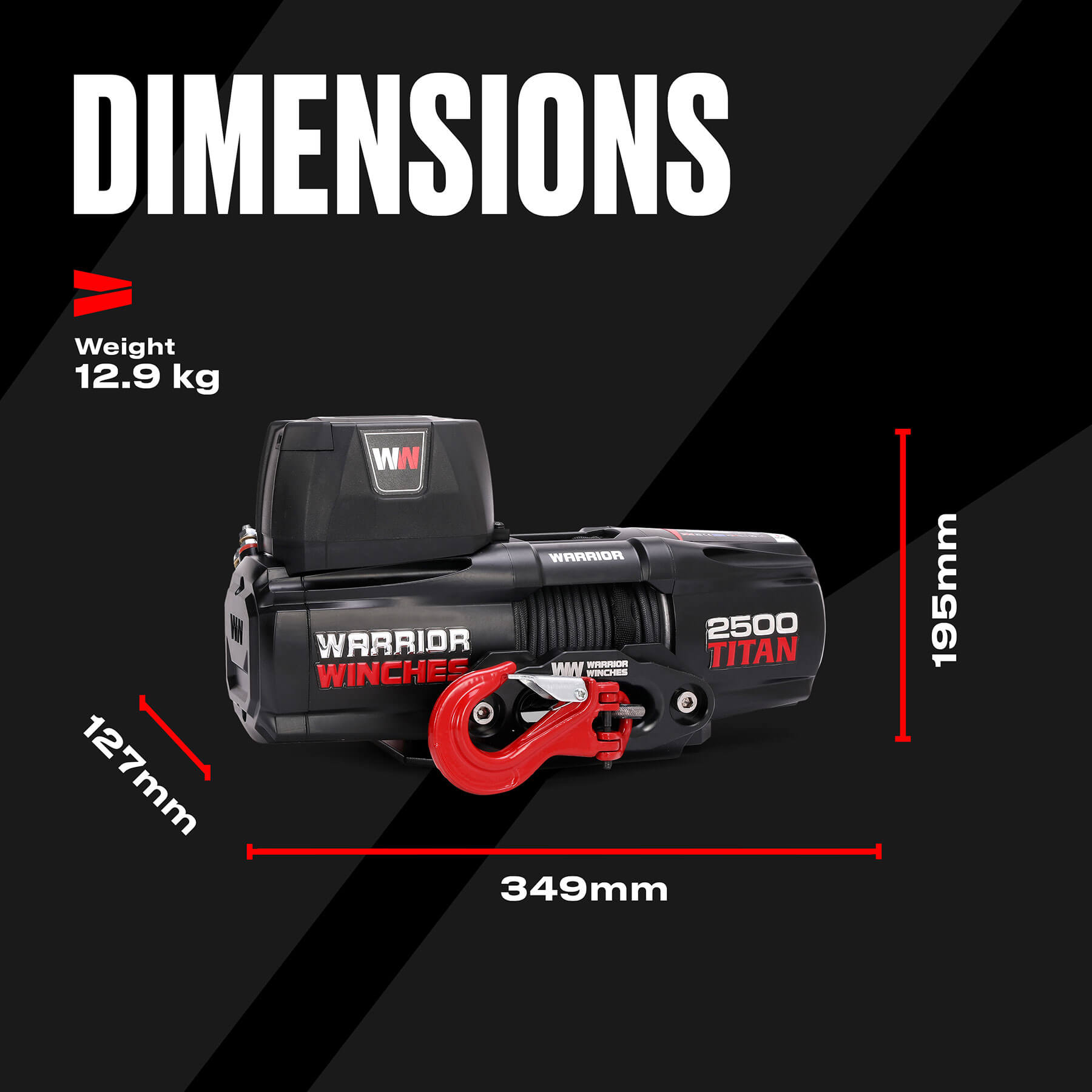 Titan 2500 Electric Winch - 12v Synthetic Rope