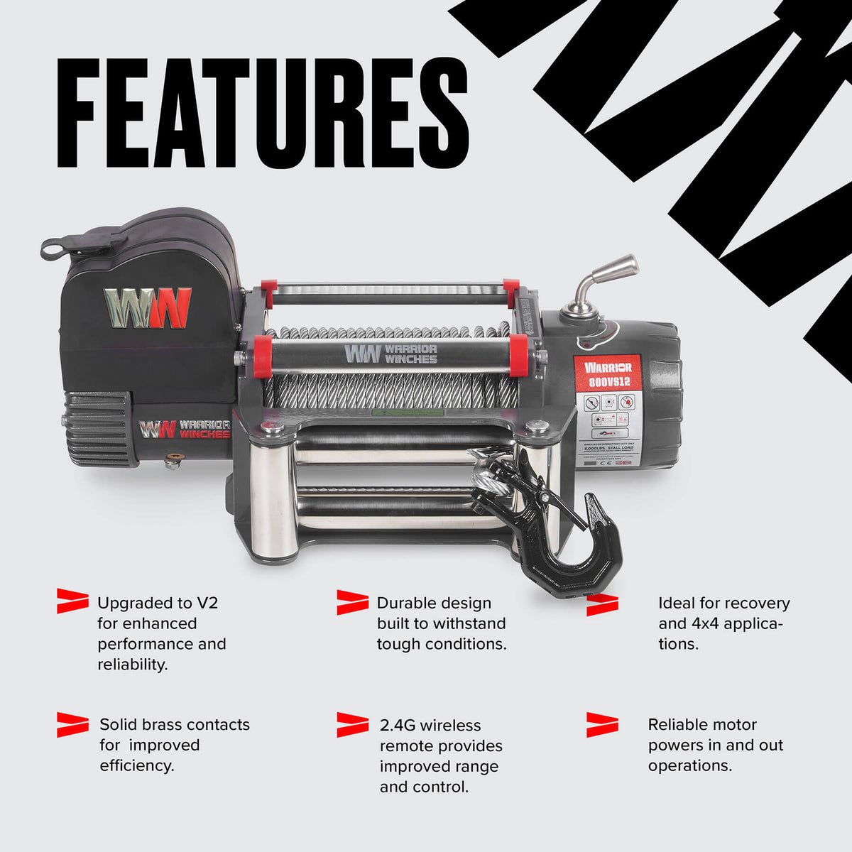 Samurai 8000 Electric Winch - 12v Steel Rope
