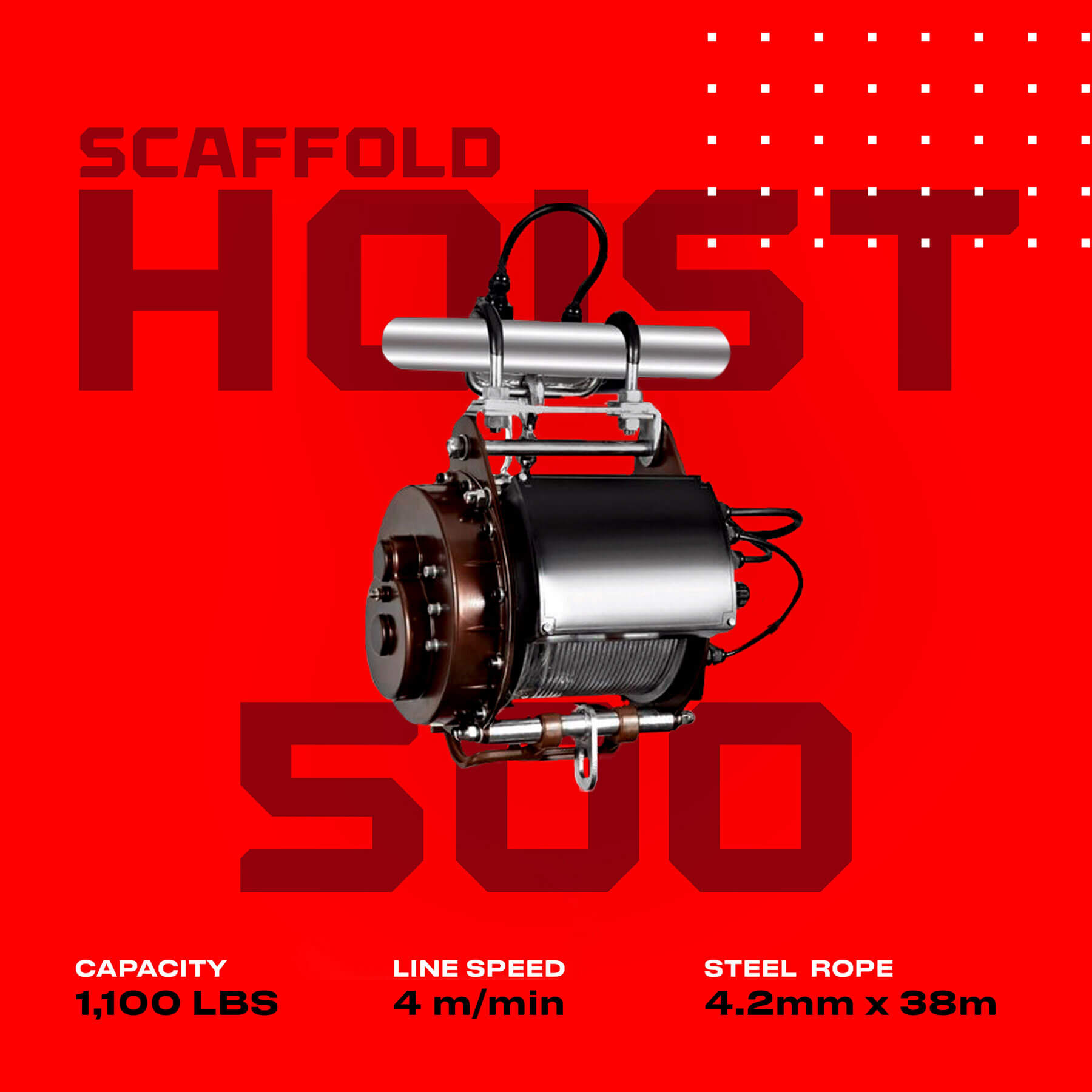 Warrior 500kg Scaffold Hoist - 110v Wireless Remote