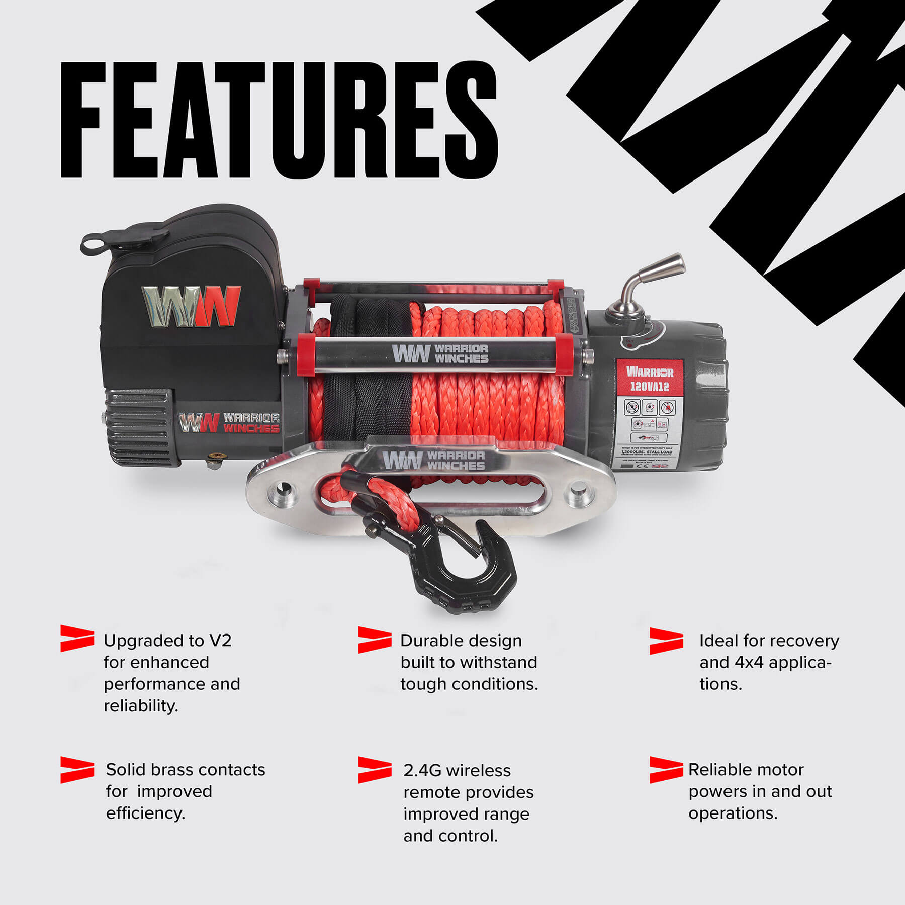 Samurai 12000 Electric Winch - 24v Synthetic Rope