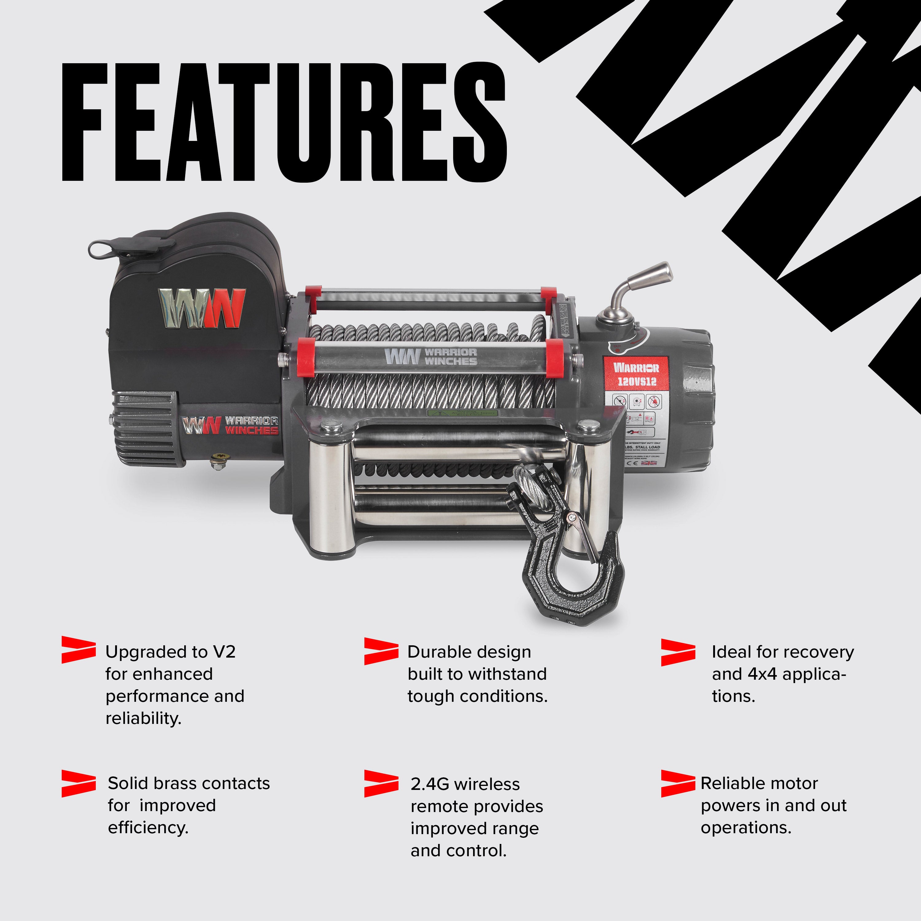 Samurai 12000 Electric Winch - 12v Steel Rope