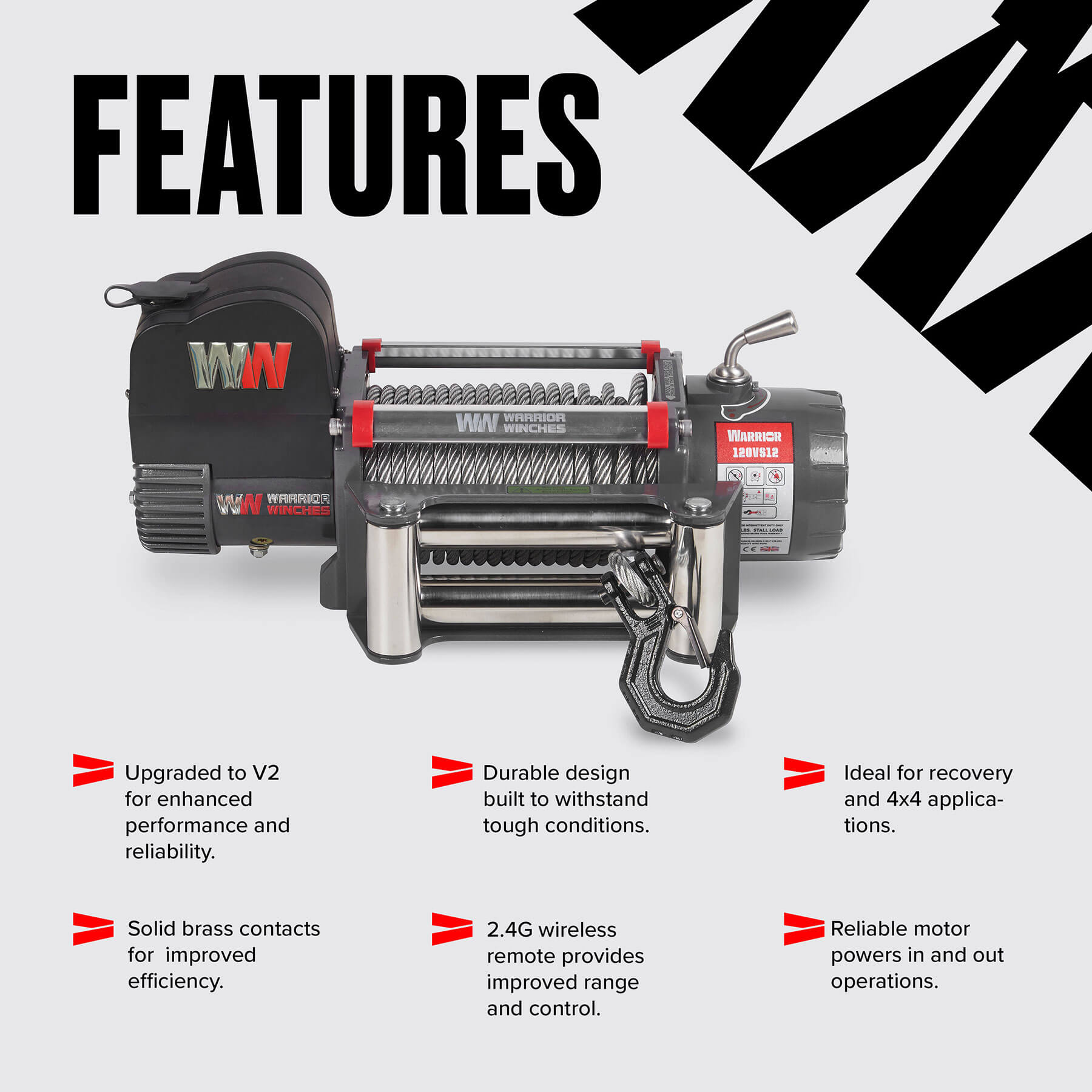 Samurai 12000 Electric Winch - 12v Steel Rope
