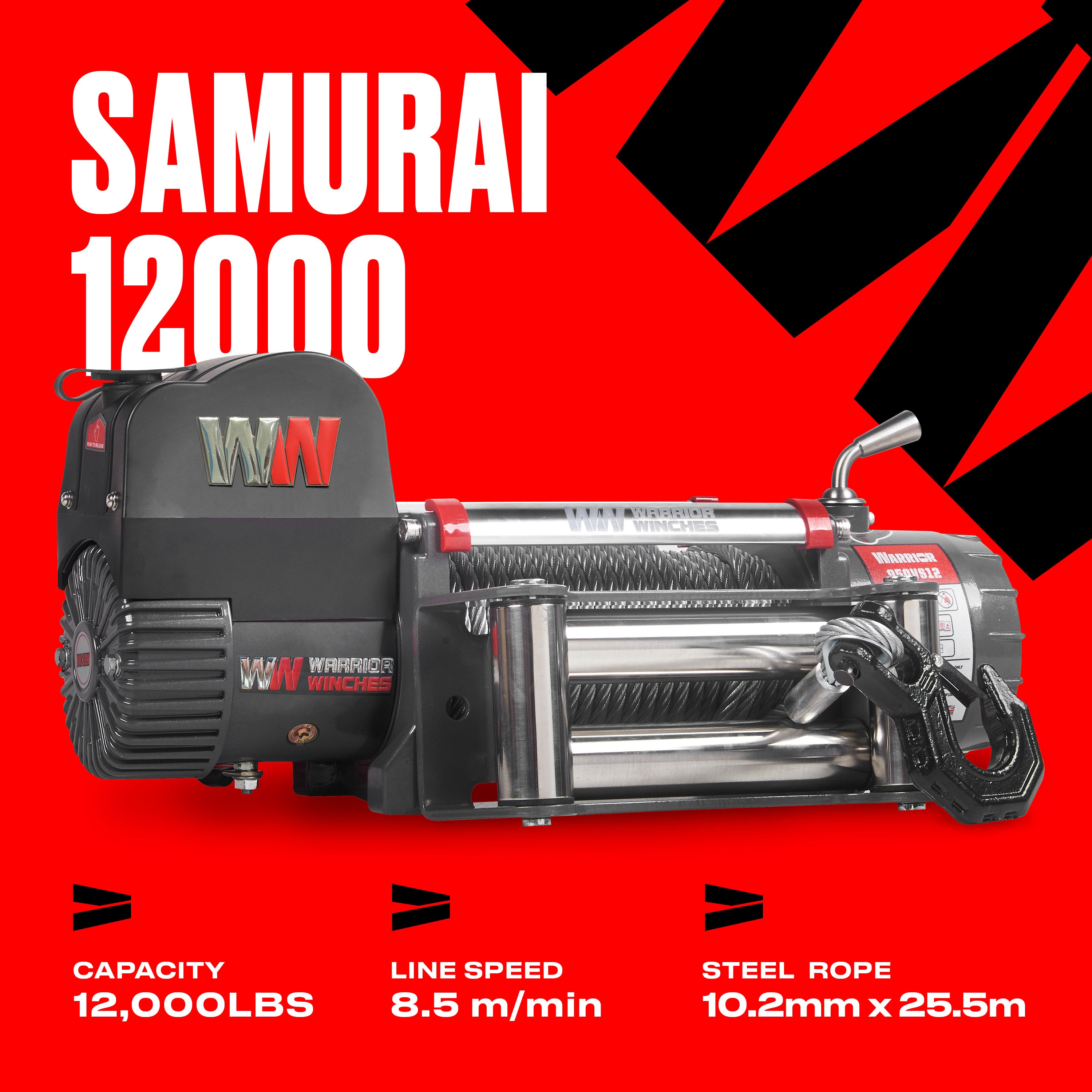 Samurai 12000 Electric Winch - 12v Steel Rope