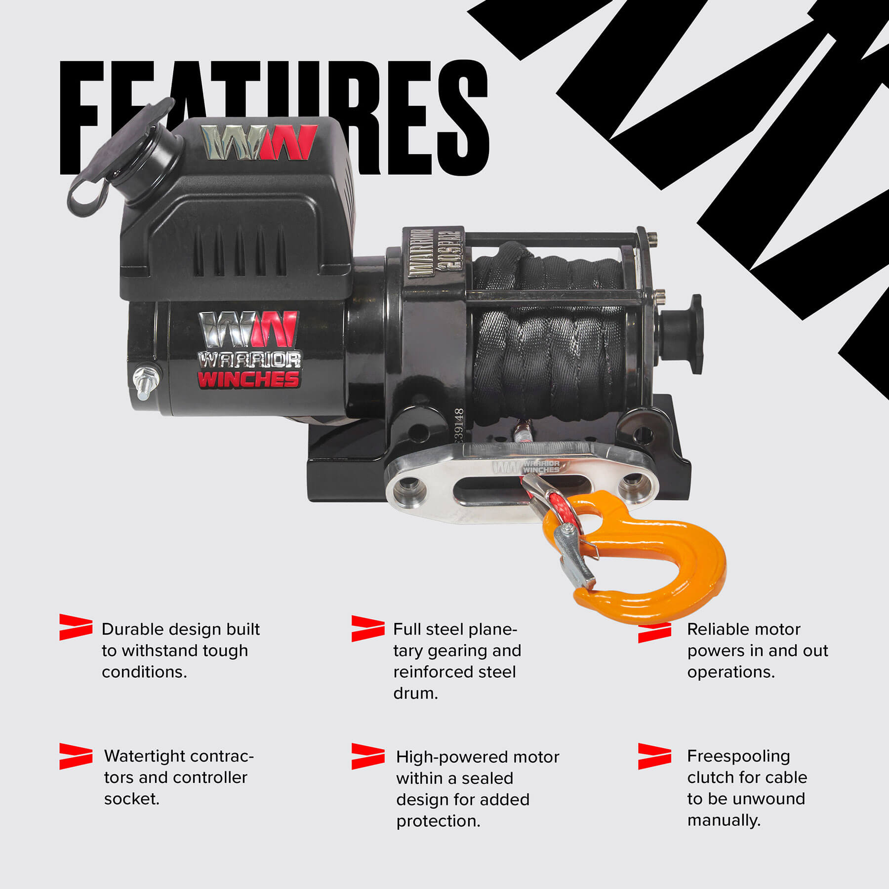 Ninja 2000 Electric Winch - 12v Synthetic Rope