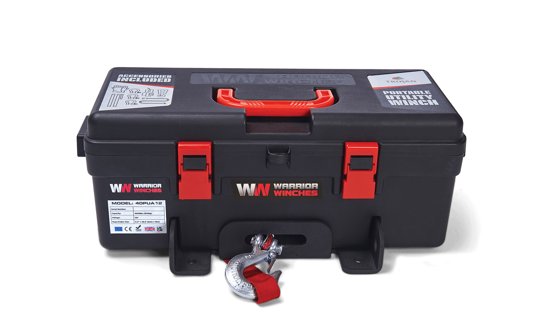 Trojan 4000 Portable Utility Winch - Steel Rope