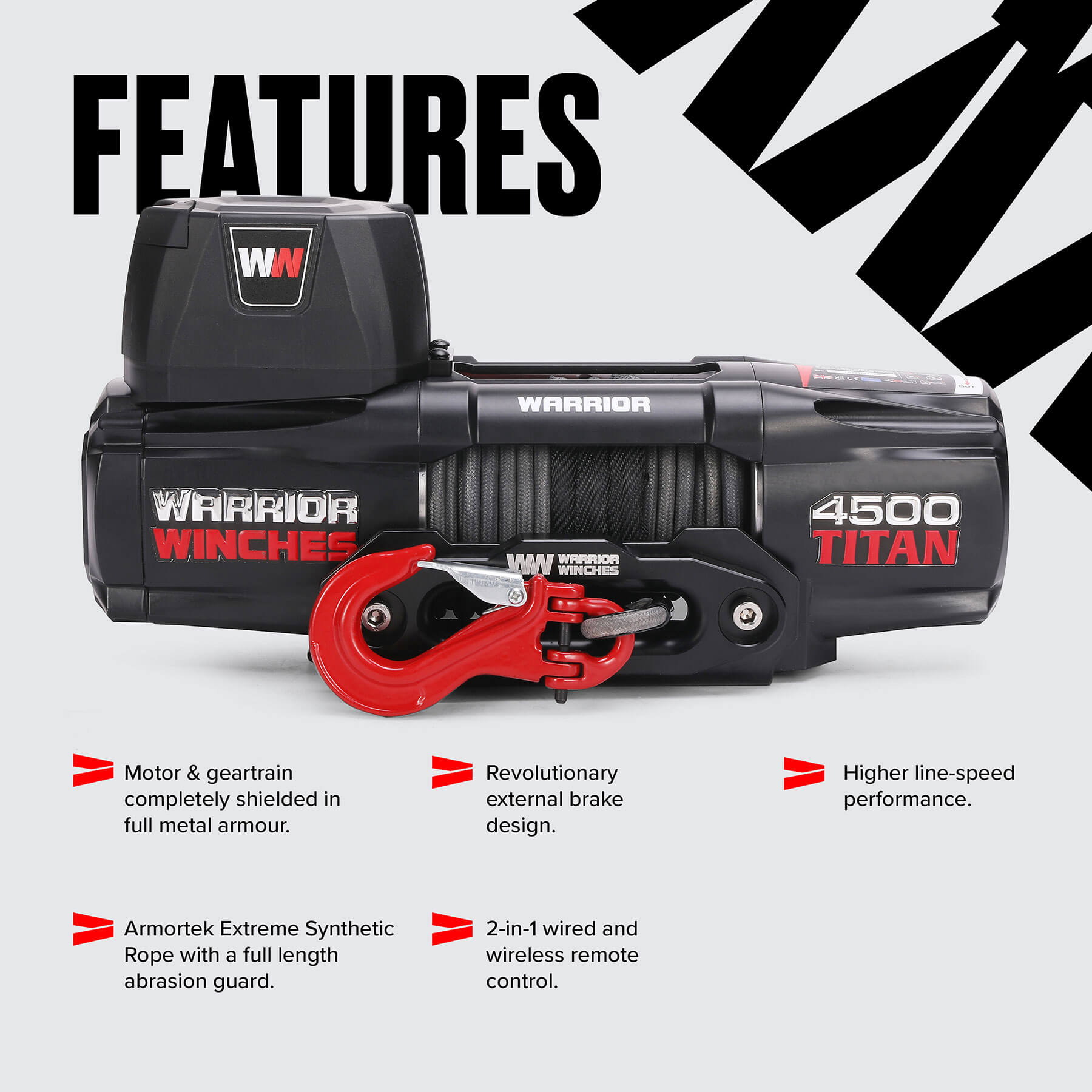 Titan 4500 Electric Winch - 12v Synthetic Rope