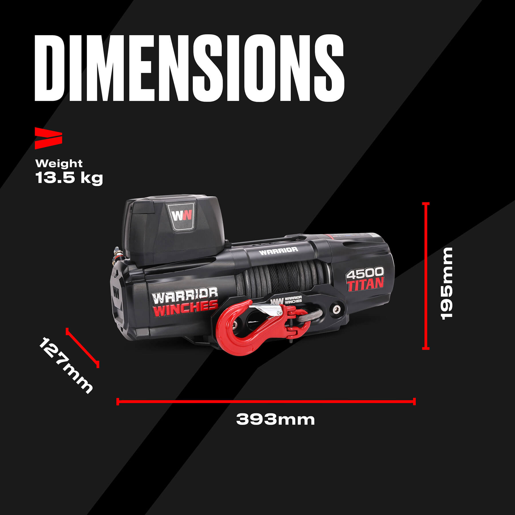 Titan 4500 Electric Winch - 12v Synthetic Rope