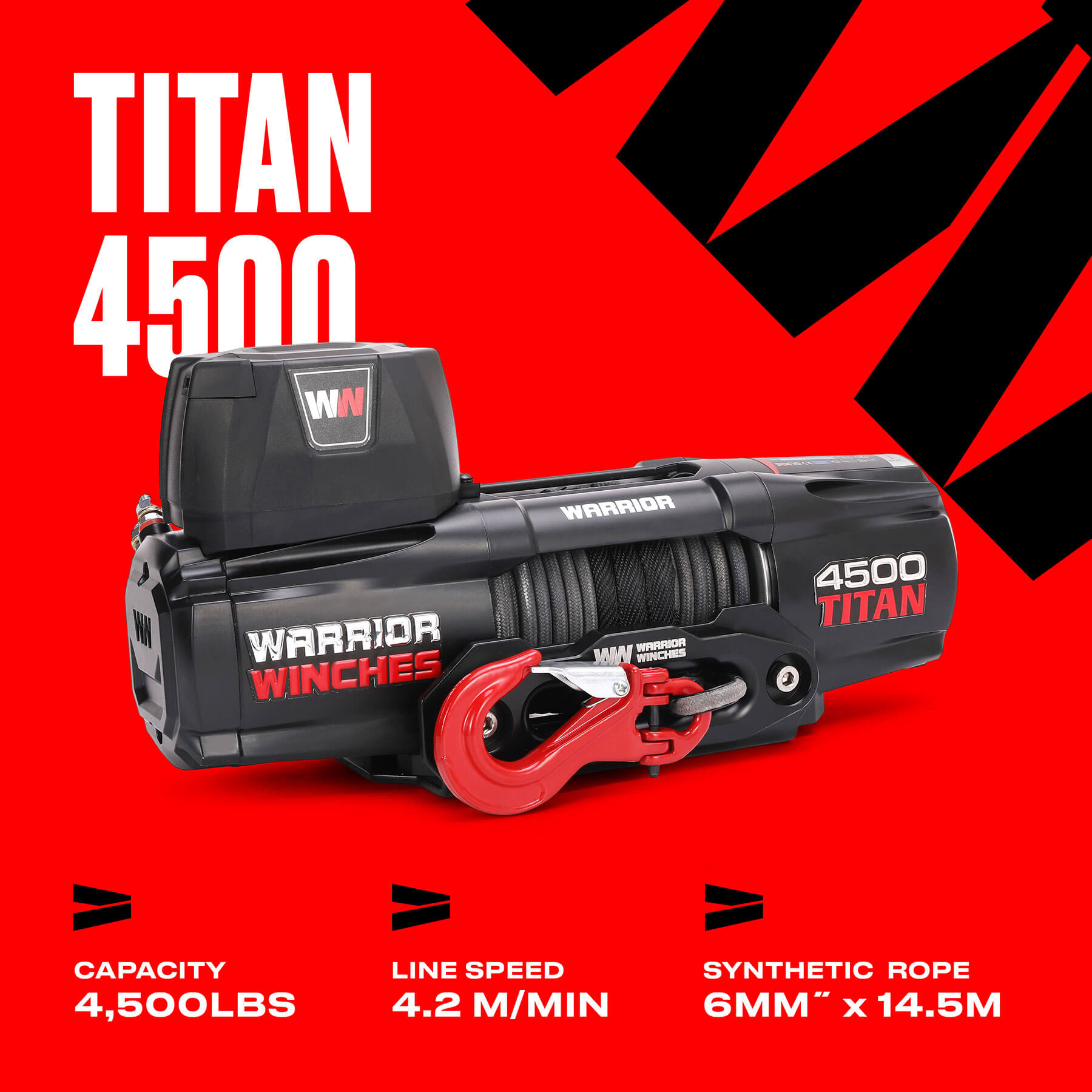 Titan 4500 Electric Winch - 12v Synthetic Rope