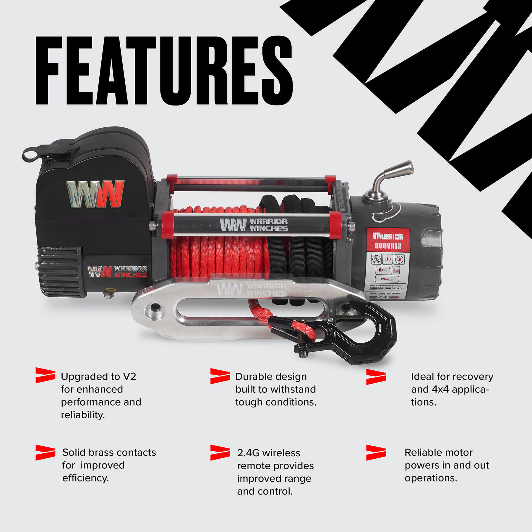 Samurai 8000 Electric Winch - 12v Synthetic Rope