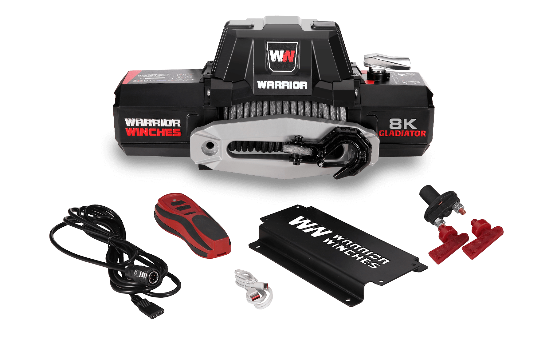 Gladiator F-Type 8000 Electric Winch - 12v Synthetic Rope