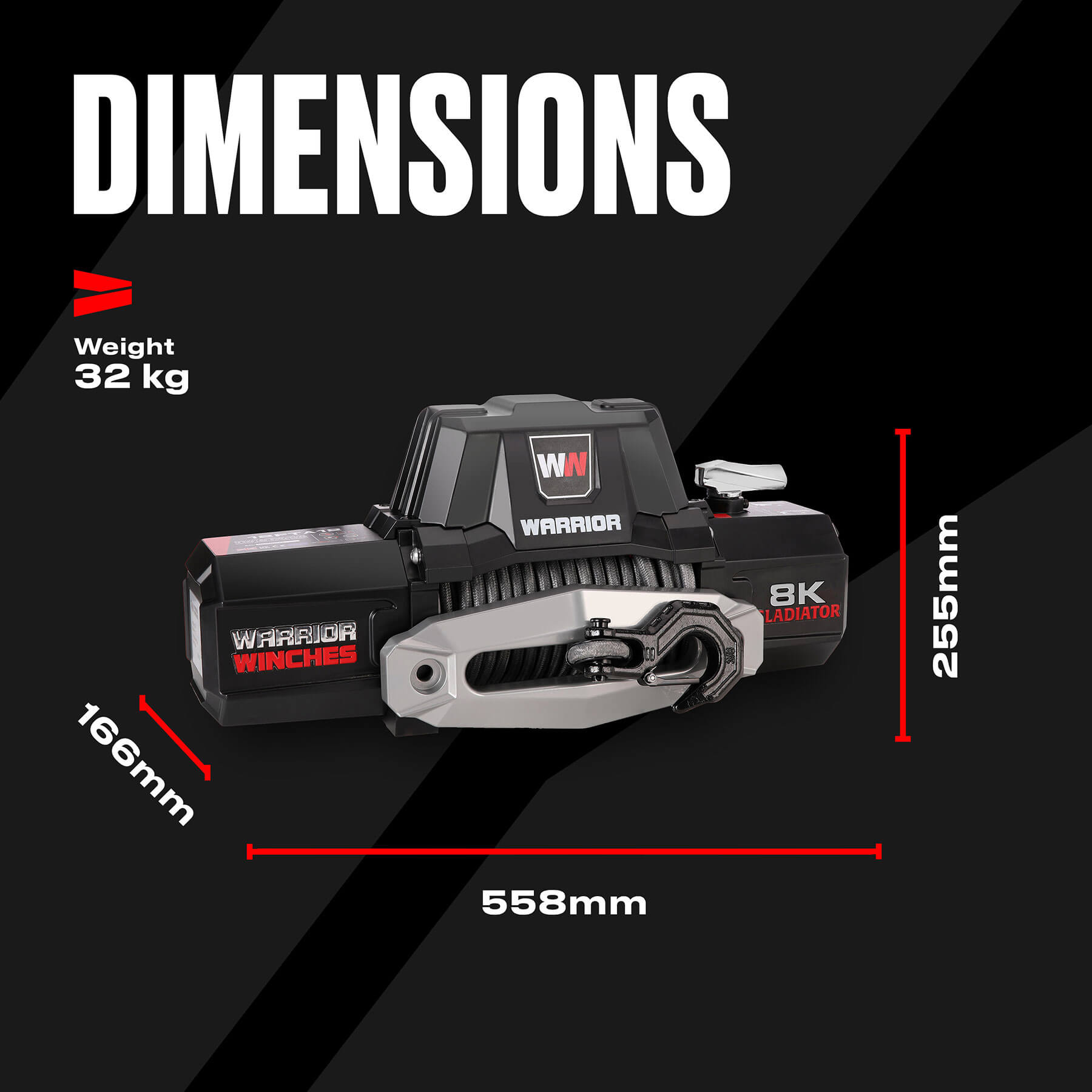Gladiator F-Type 8000 Electric Winch - 12v Synthetic Rope