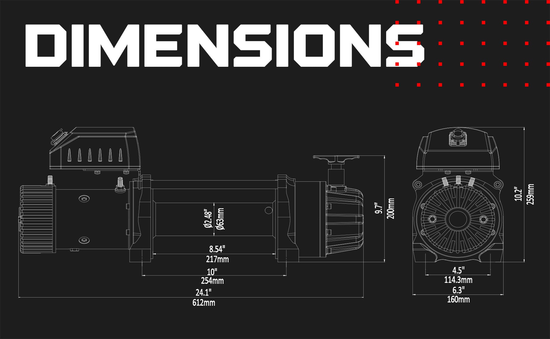 T1000 14500 Electric Winch - 24v Synthetic Rope